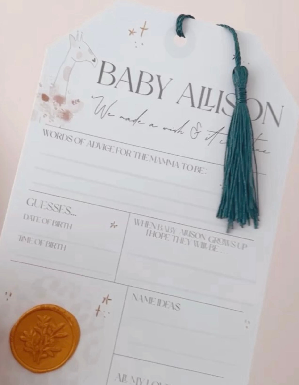 BESPOKE Advice & Guess Tags- Baby shower, Bridal, Naming Ceremony