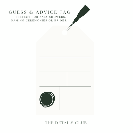 BESPOKE Advice & Guess Tags- Baby shower, Bridal, Naming Ceremony